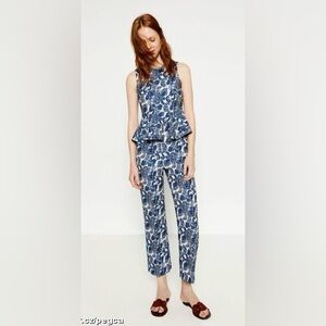 💙 ZARA Jacquard Paisley High Waisted Pant